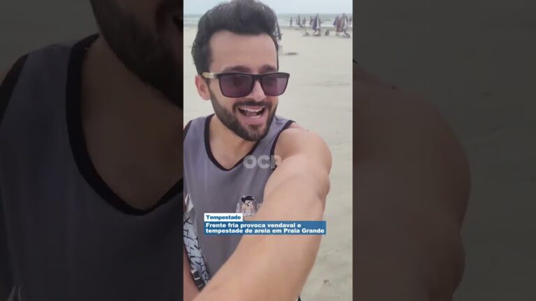 Um morador de Praia Grande, no litoral de São Paulo, registrou imagens impressionantes da força do v