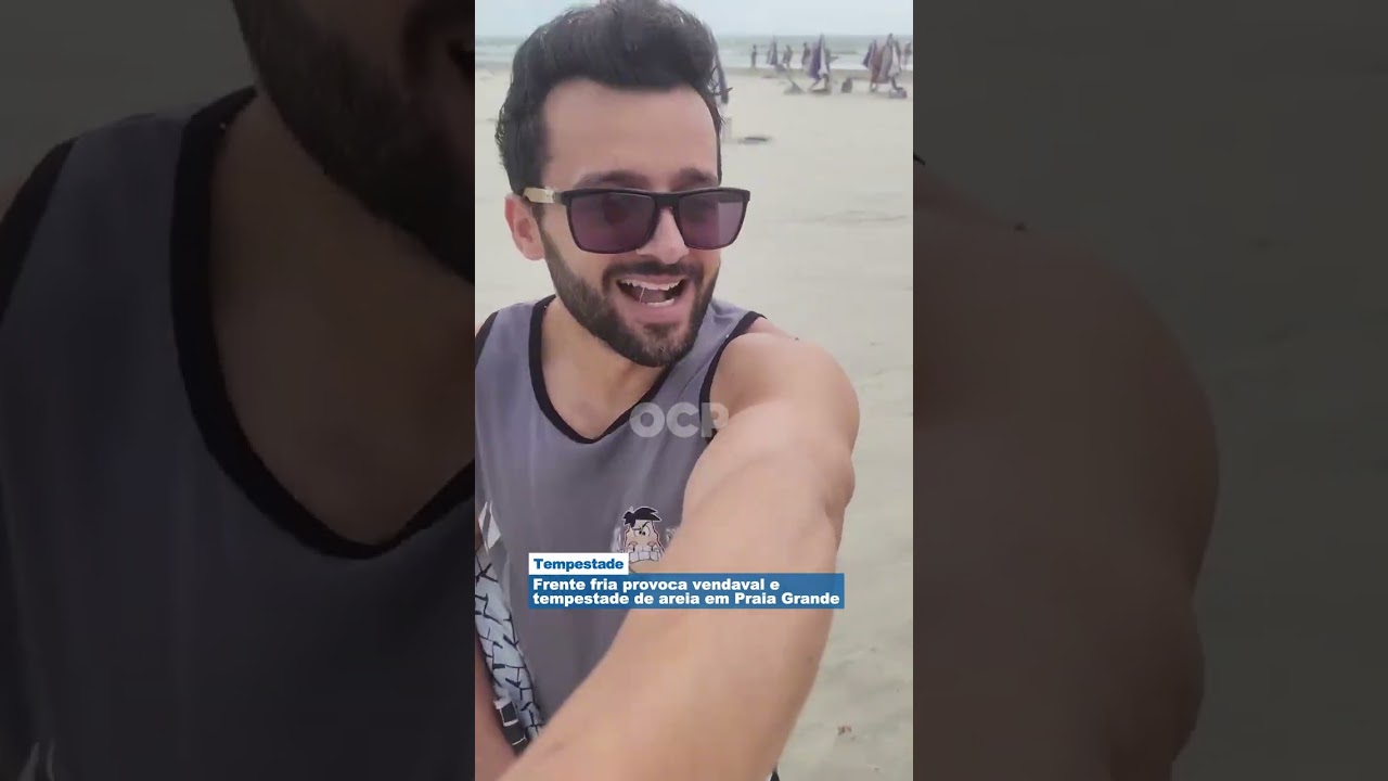 Um morador de Praia Grande, no litoral de São Paulo, registrou imagens impressionantes da força do v