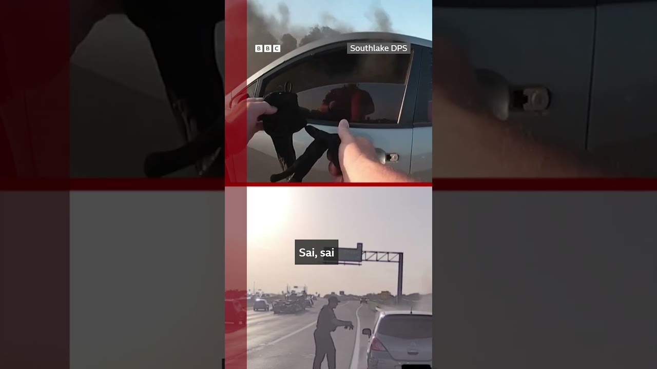O momento em que policial salva homem de carro em chamas nos EUA