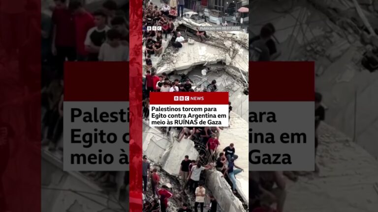 Palestinos se reunem em prédios destruídos em Gaza para assistir Argentina e Egito na Copa do Mundo