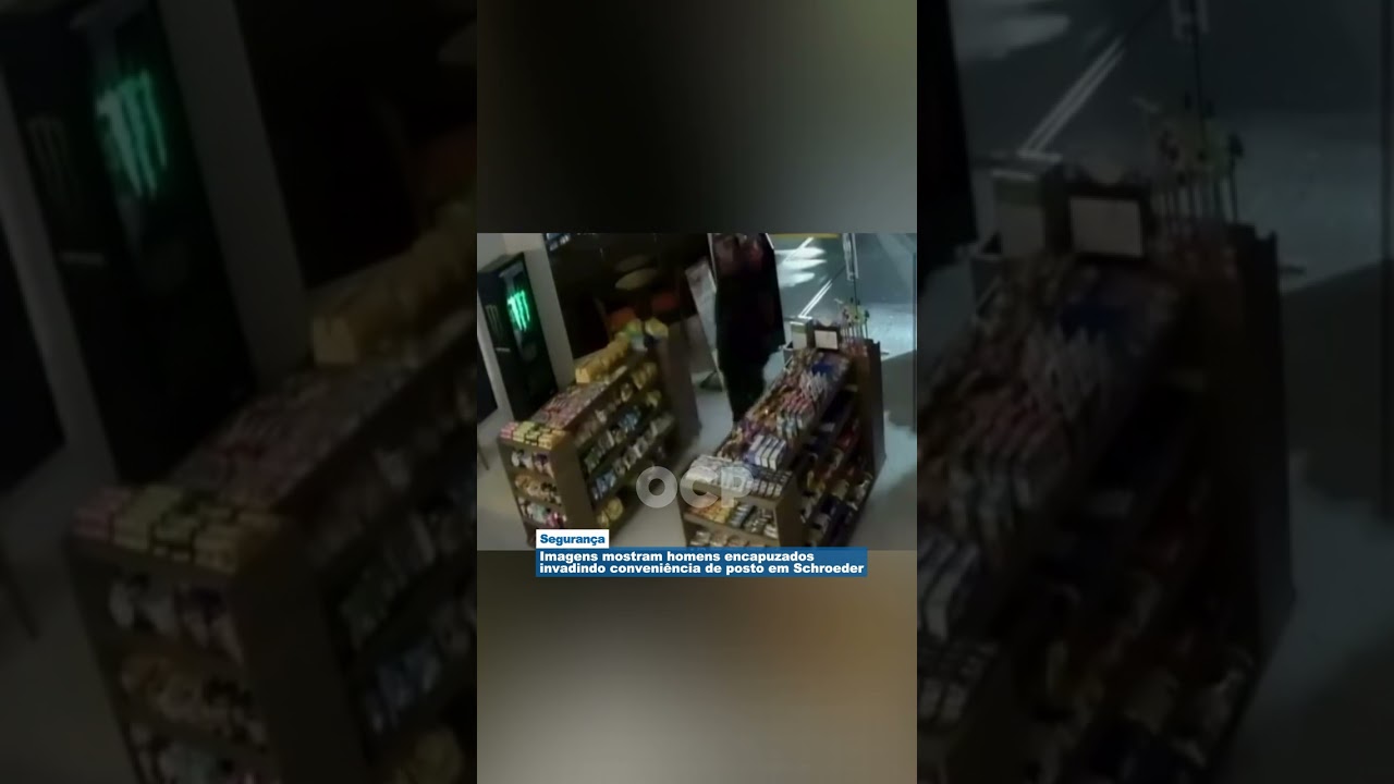 Imagens mostram homens encapuzados invadindo conveniência de posto em Schroeder