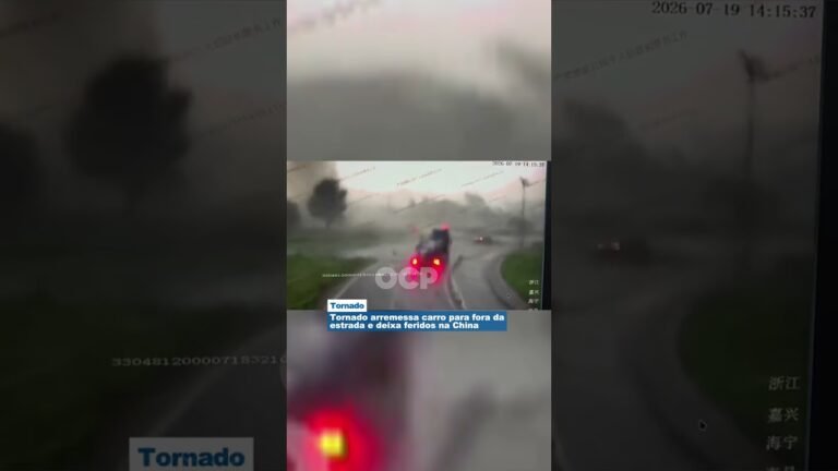 Tornado arremessa carro para fora da estrada e deixa feridos na China