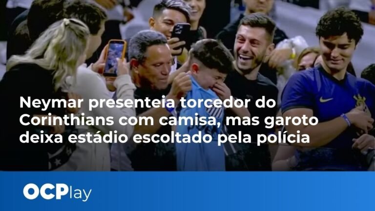 Neymar presenteia torcedor do Corinthians com camisa, mas garoto deixa estádio escoltado