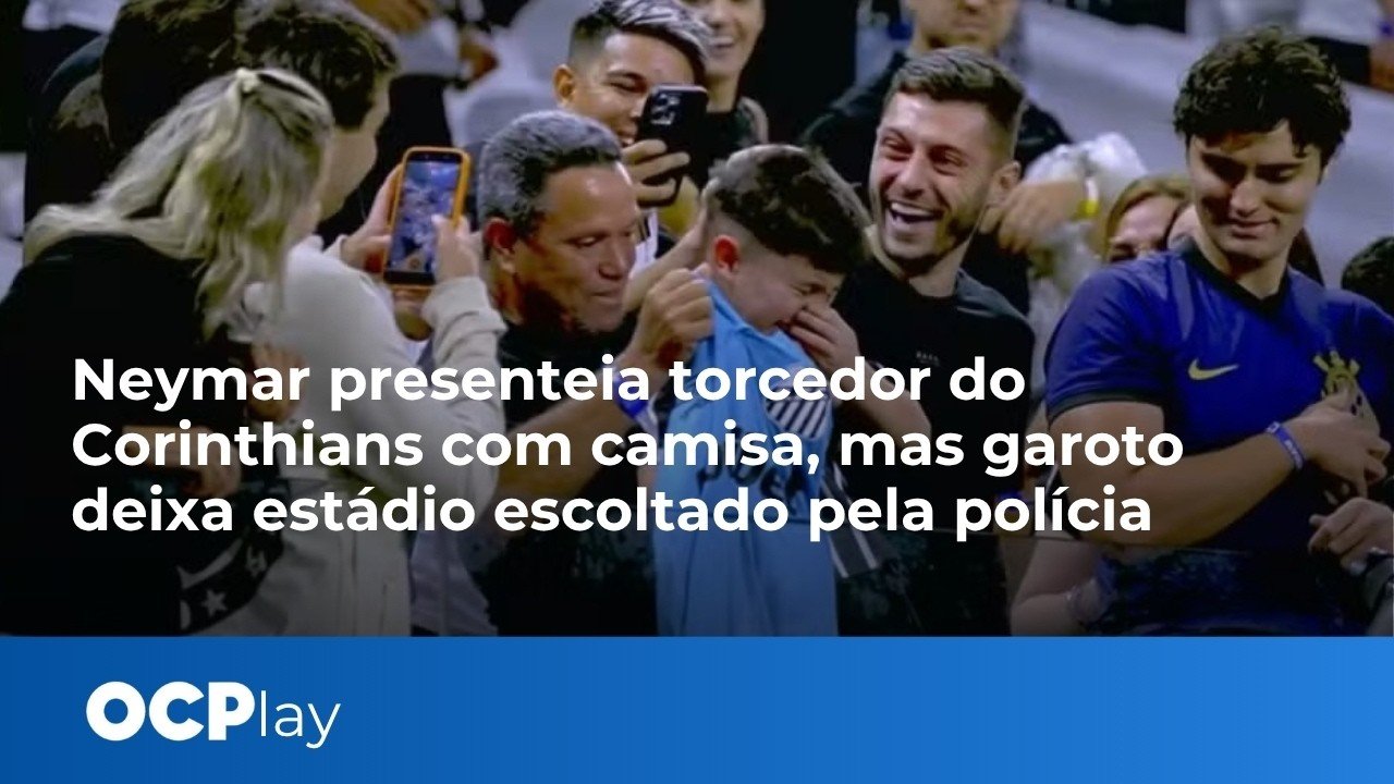 Neymar presenteia torcedor do Corinthians com camisa, mas garoto deixa estádio escoltado