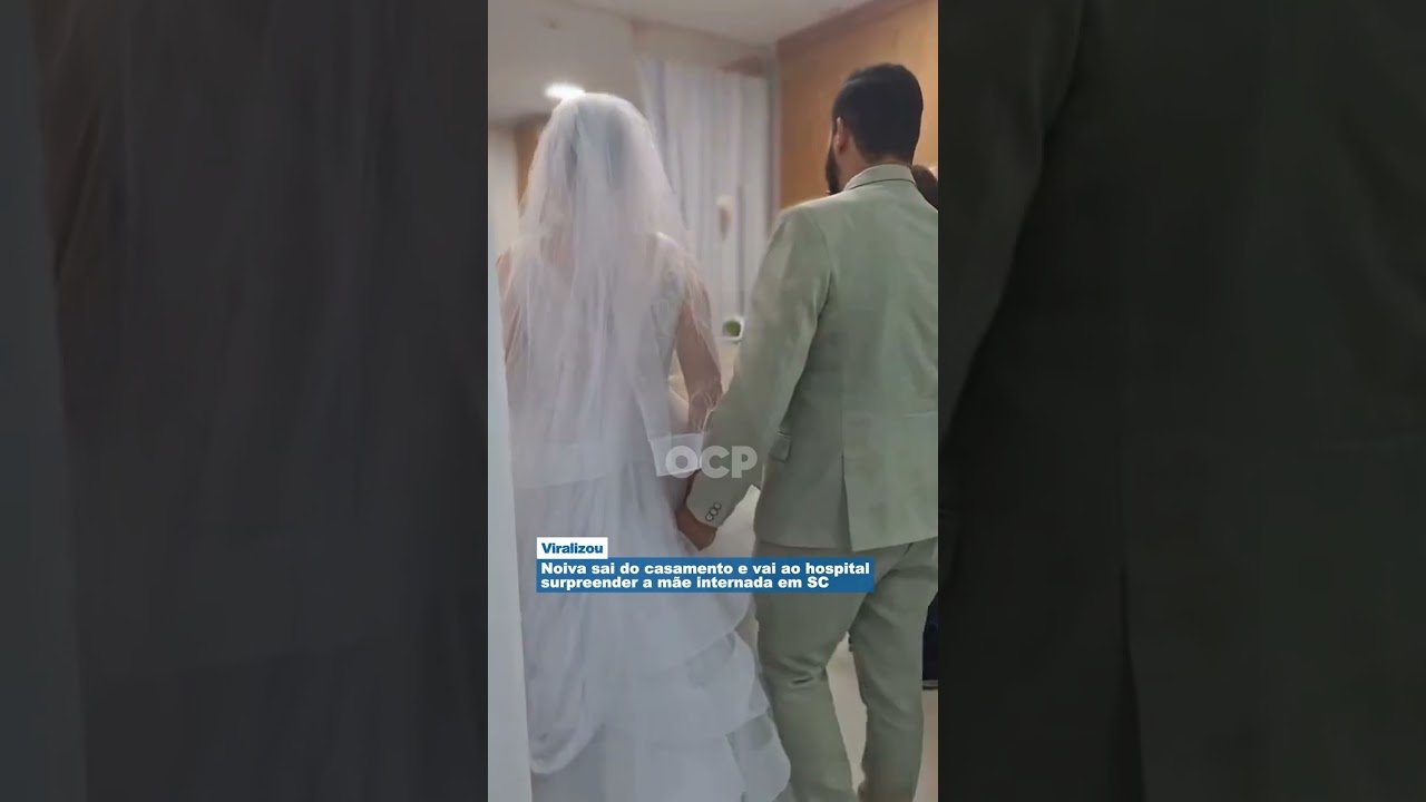 Noiva sai do casamento e vai ao hospital surpreender a mãe internada em SC