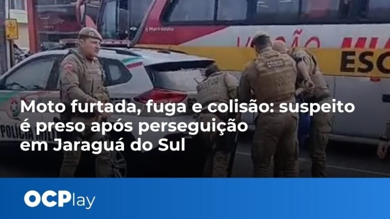 Moto furtada, fuga e colisão: suspeito é preso após perseguição em Jaraguá do Sul