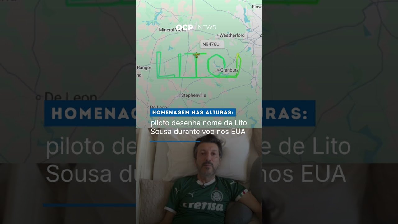 Homenagem nas alturas: piloto desenha nome de Lito Sousa durante voo nos EUA