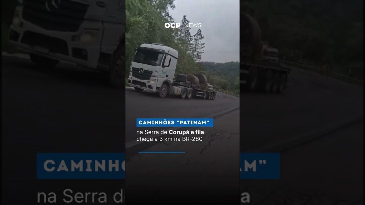 Caminhões “patinam” na Serra de Corupá e fila chega a 3 km na BR-280