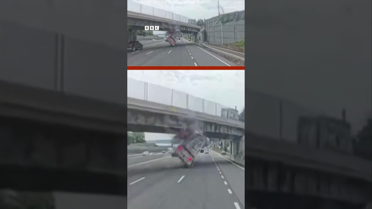 Caminhoneiro imprudente causa estrago em ponte de Nova York