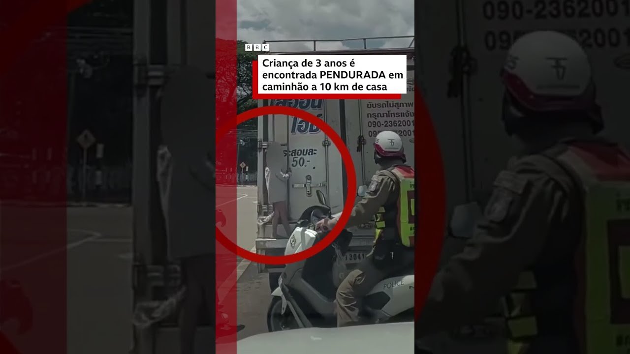 Criança de 3 anos é encontrada pendurada em caminhão