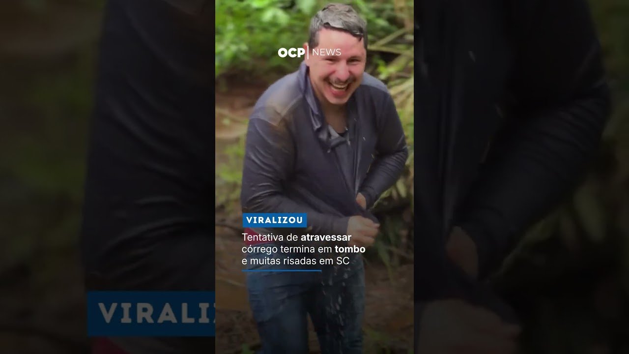 Tentativa de atravessar córrego termina em tombo e muitas risadas em SC
