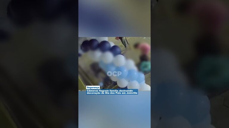 Câmeras flagram família destruindo decoração de Dia dos Pais em Joinville