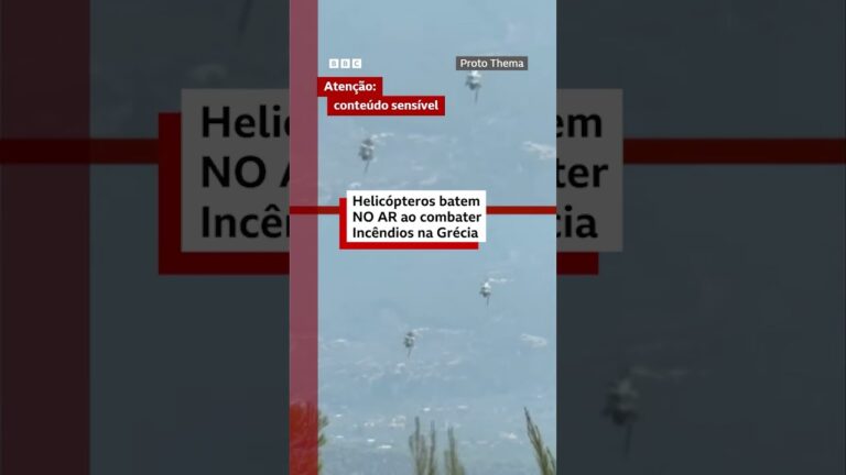 Helicópteros de combate a incêndio florestal batem no ar na Grécia