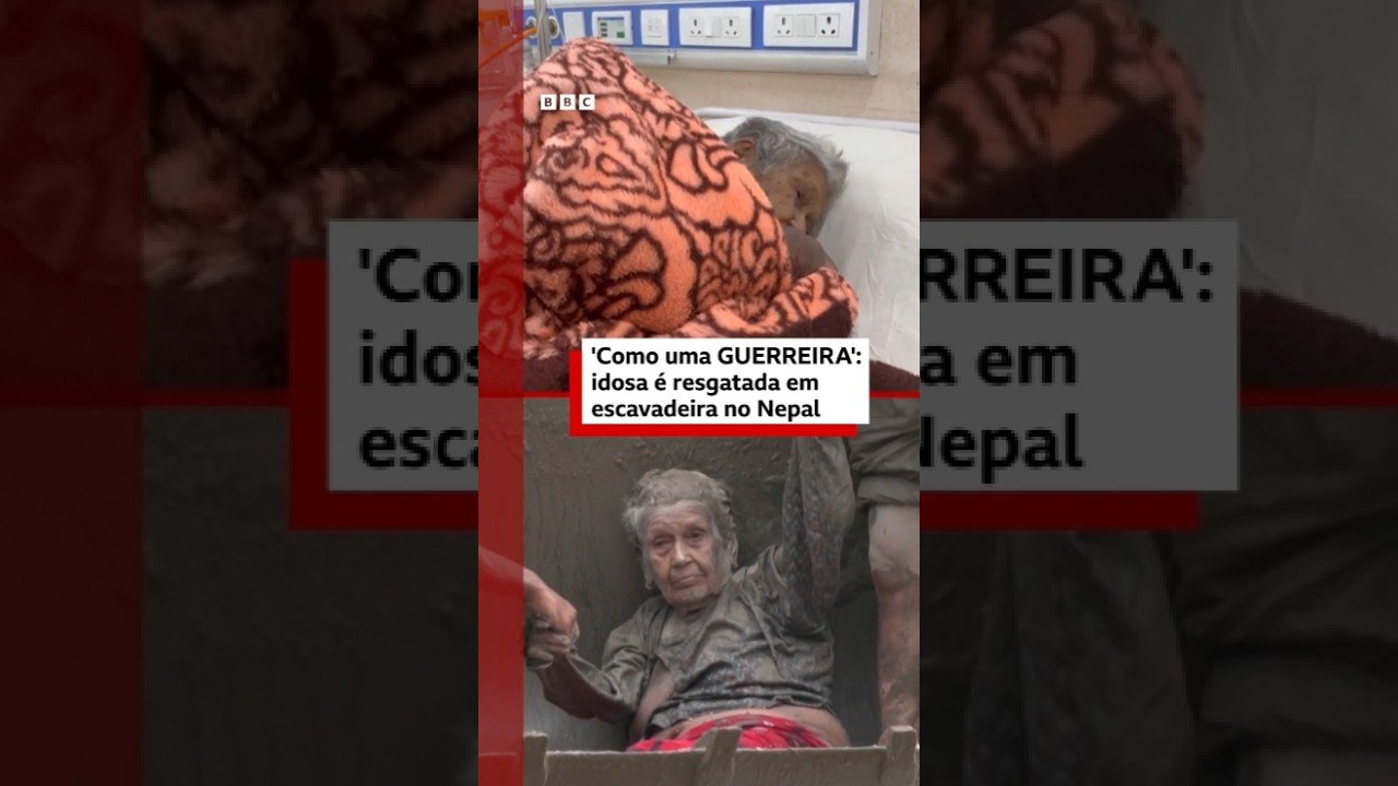 Idosa é resgatada em escavadeira no Nepal
