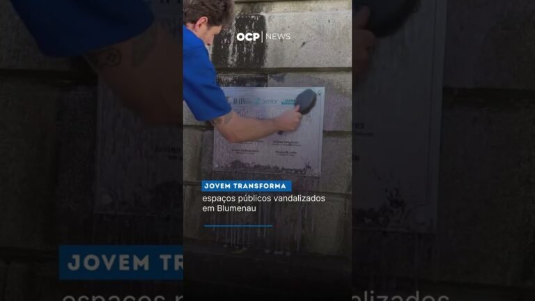 Jovem transforma espaços públicos vandalizados em Blumenau