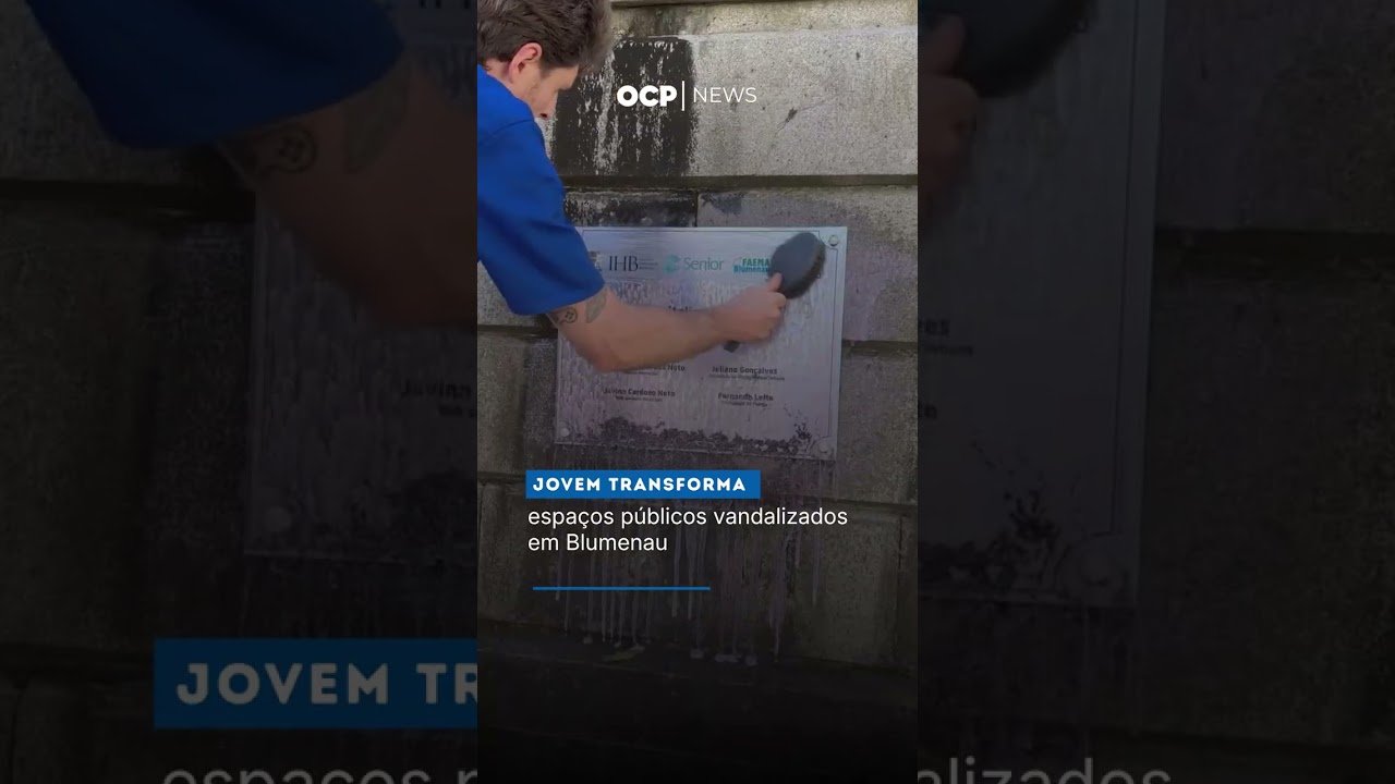 Jovem transforma espaços públicos vandalizados em Blumenau