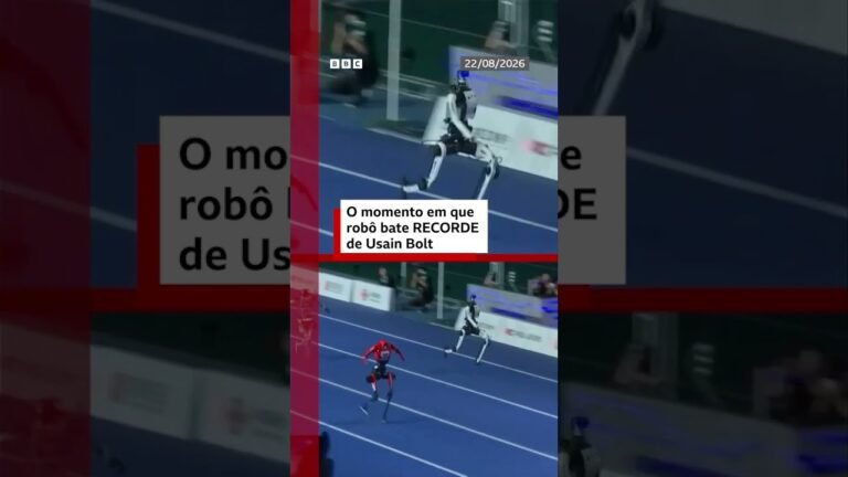 O momento em que um robô bate recorde de Usain Bolt