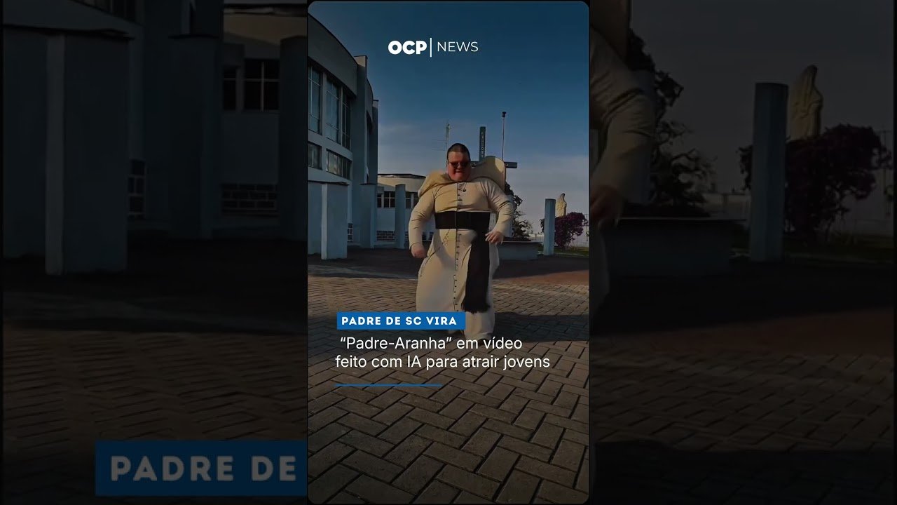 Padre de SC vira “Padre-Aranha” em vídeo feito com IA para atrair jovens