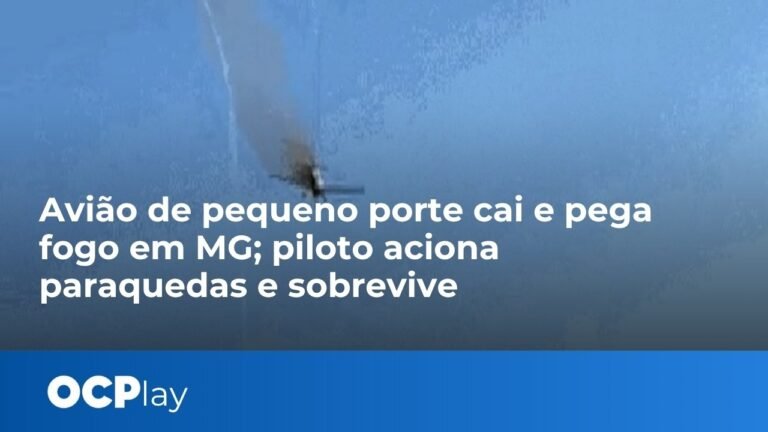 Avião de pequeno porte cai e pega fogo em MG; piloto aciona paraquedas e sobrevive