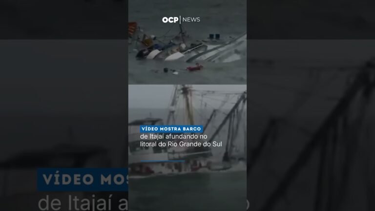 Vídeo mostra barco de Itajaí afundando no litoral do Rio Grande do Sul