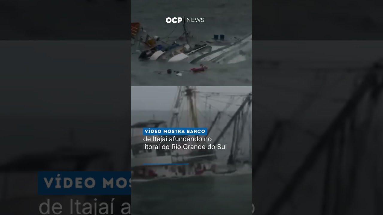 Vídeo mostra barco de Itajaí afundando no litoral do Rio Grande do Sul