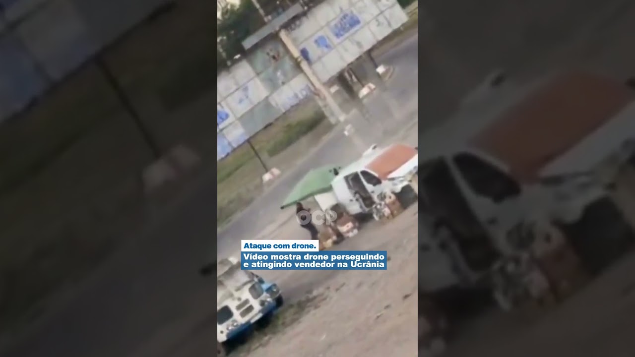 Vídeo mostra drone perseguindo e atingindo vendedor na Ucrânia