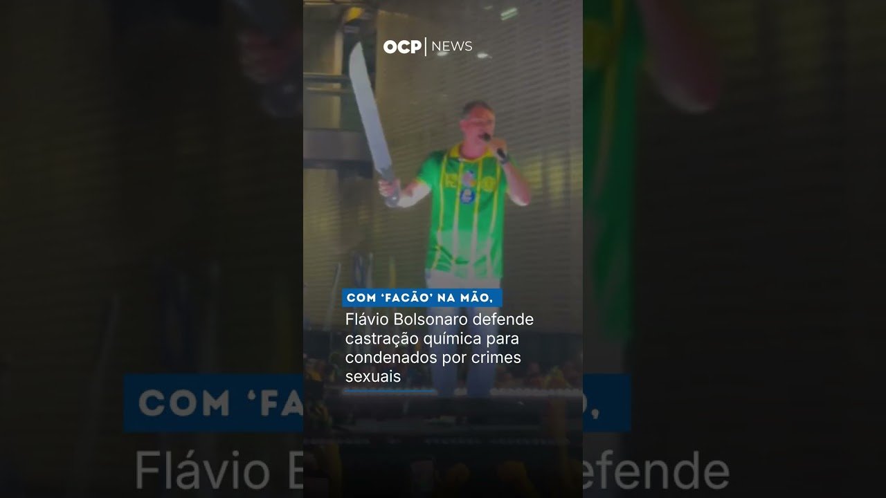Com ‘facão’ na mão, Flávio Bolsonaro defende castração química para condenados por crimes sexuais