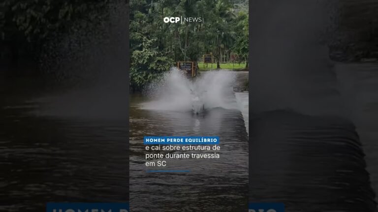 Homem derrapa e leva susto ao tentar atravessar “ponte invertida” em Garuva