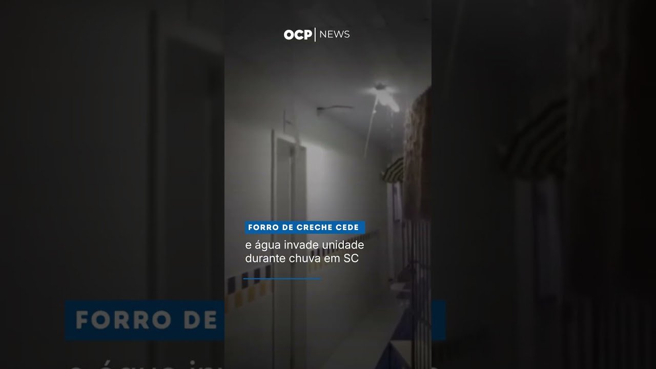 Forro de creche cede e água invade unidade durante chuva em SC