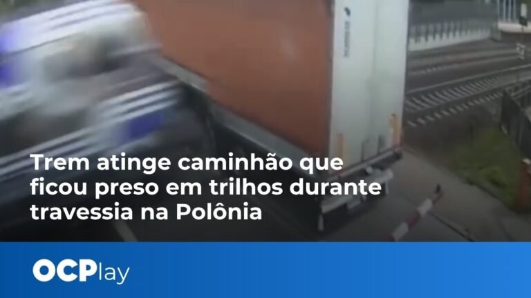 Trem atinge caminhão que ficou preso em trilhos durante travessia na Polônia