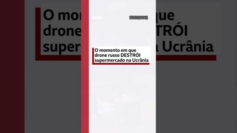 O momento em que drone russo destrói supermercado na Ucrânia